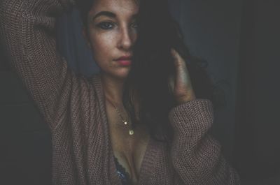 Close-up portrait of seductive young woman