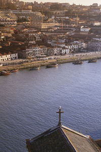 High angle view of buildings in city