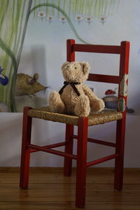 Close-up of stuffed toy on bed at home