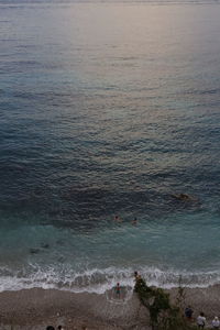 High angle view of people on beach