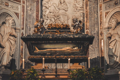 Altar on wall in church