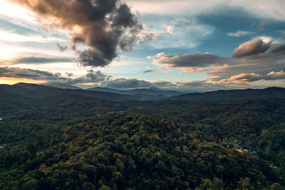 Scenic view of landscape against sky during sunset