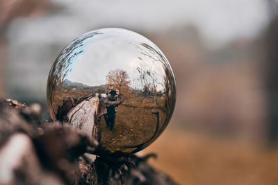 Close-up of steel ball on