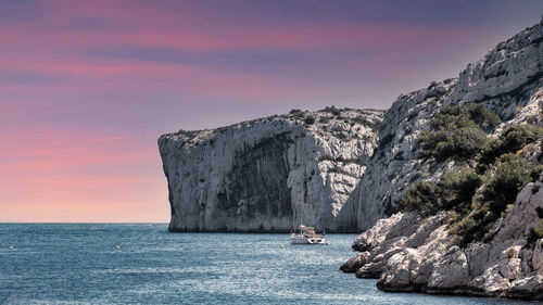 Scenic view of sea against sky during sunset