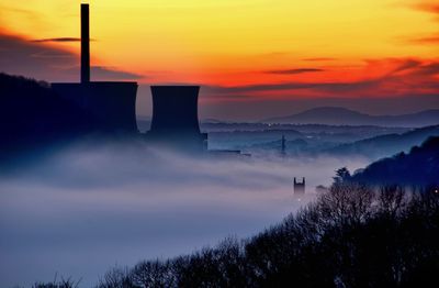 Scenic view of silhouette landscape against sky during sunset