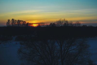 Silhouette trees against sky during sunset