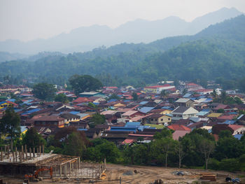 High angle view of townscape against sky