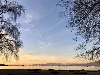 Scenic view of sea against sky at sunset