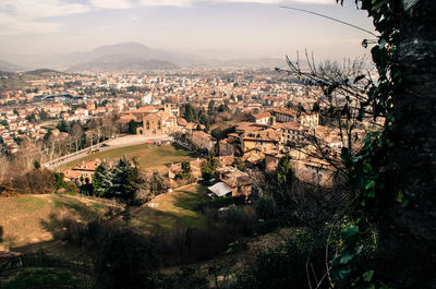 High angle view of townscape against sky