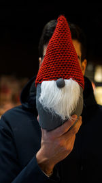 Rear view of man in hat