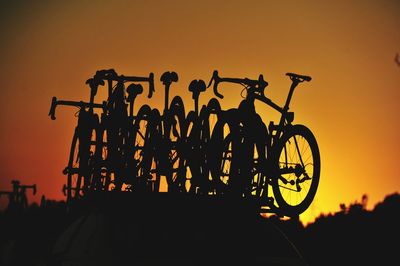 Silhouette of bicycles