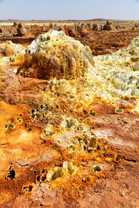 View of rock formations in desert