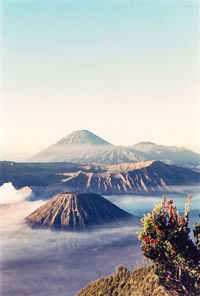 Scenic view of mountain range against sky