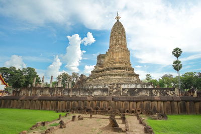 Panoramic view of temple building against sky