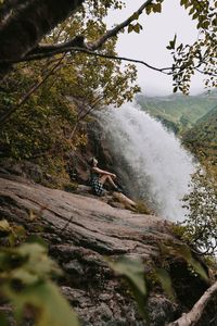 Scenic view of waterfall