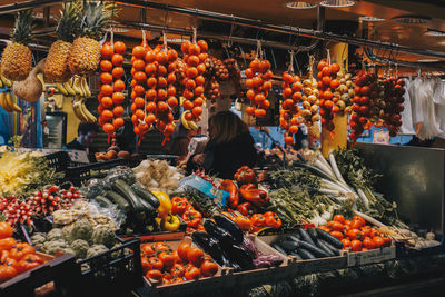 Various fruits for sale at market stall