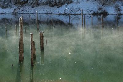 Close-up of frozen water