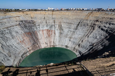 View of dam against blue sky