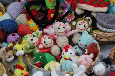 High angle view of toys for sale in market