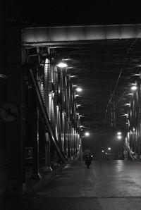 Illuminated street lights at night