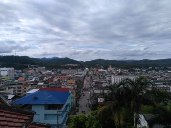 High angle view of townscape against sky