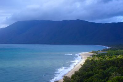 Scenic view of sea against cloudy sky