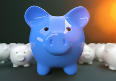 Close-up of stuffed toy against blue background