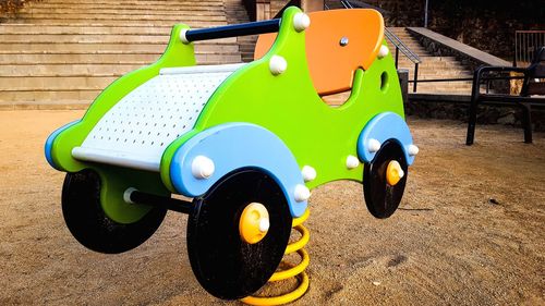 Close-up of toy car in playground