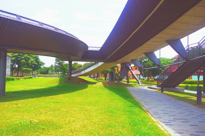 View of bridge against cloudy sky