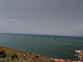 Scenic view of sea against clear sky