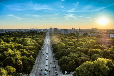 High angle view of city street