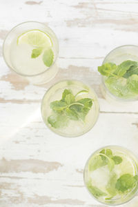 High angle view of a cocktail in glass on table