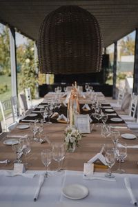 Table and chairs in restaurant