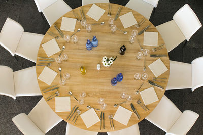 High angle view of food on table