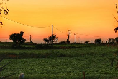 Scenic view of field against sky during sunset