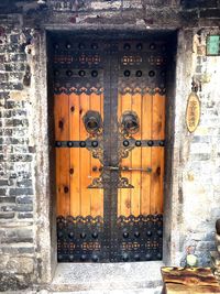 Closed door of old building