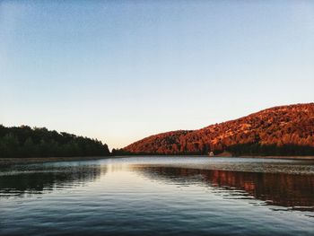 Scenic view of lake against clear sky