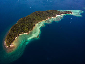 High angle view of island and sea