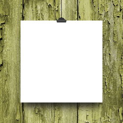 Close-up of empty paper hanging against wall