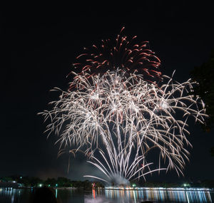 Firework display at night