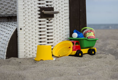 Close-up of multi colored toy car