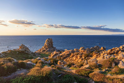 Tranquil sunset at capo testa on sardinia