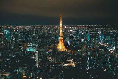Illuminated cityscape at night