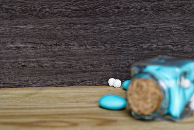 High angle view of stones on table