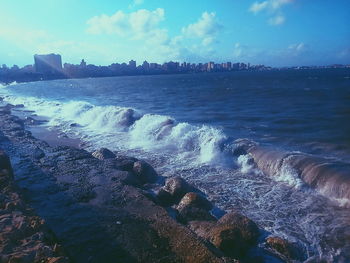 Panoramic view of beach against sky