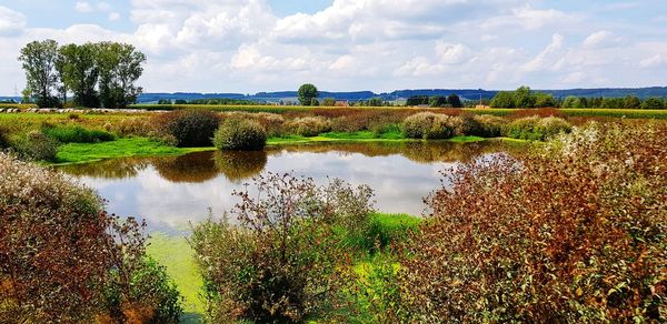 Scenic view of lake against sky