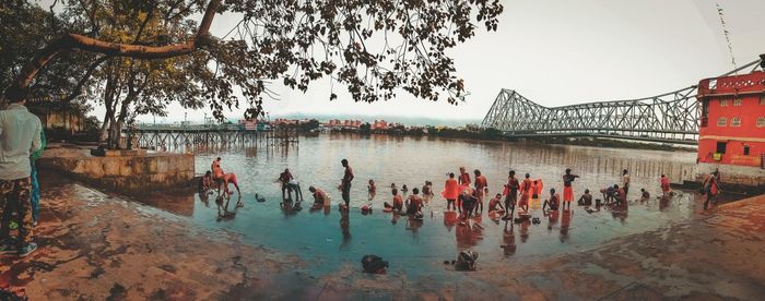 Group of people on the river