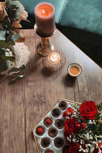 High angle view of tea on table