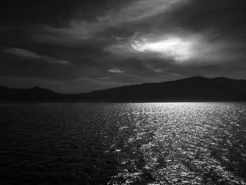 Scenic view of sea against cloudy sky