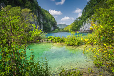 Scenic view of lake against sky